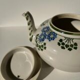 Green and blue teapot floral motif Badonviller