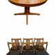 Baumann table and 6 elm chairs set, 1970s