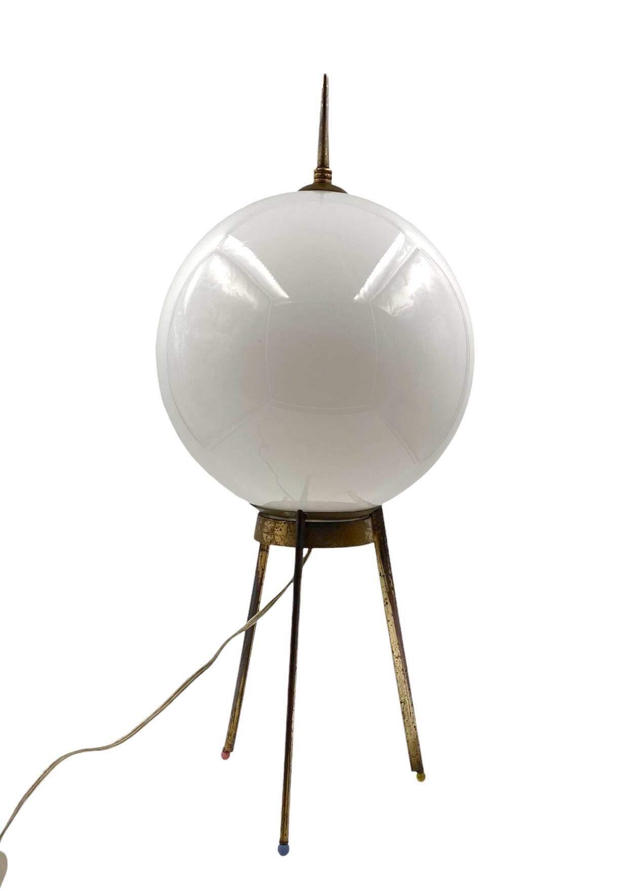 Mid-Century tripod brass table lamp, Lumi Italy 1950s