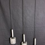 Vintage pendant light with 3 glass and chrome elements, 1960.