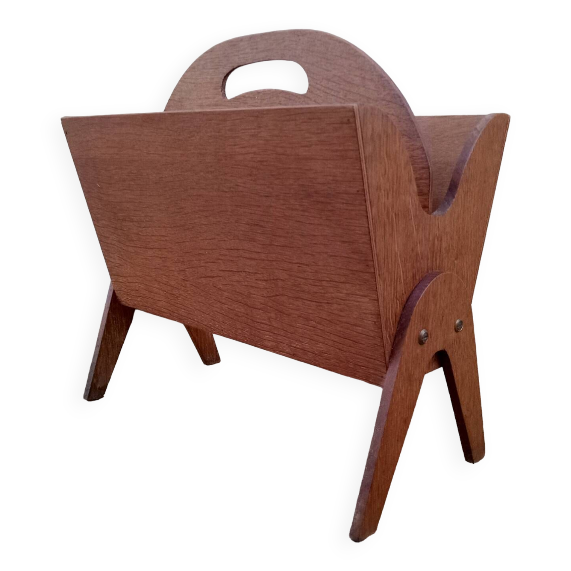 Vintage magazine rack with compass feet