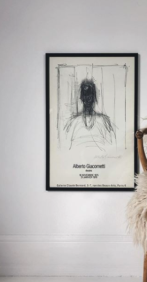 Affiche Alberto Giacometti 1975 vintage Offset lithographie d’un dessin