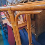 Rattan console and smoked glass Roche Bobois, from the 70s