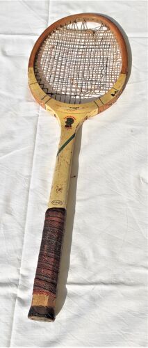 Raquette de tennis vintage Slazenger en bois cordage en boyau