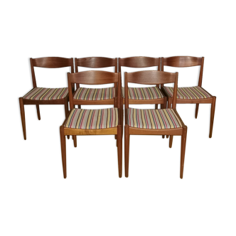 Ensemble de 6 chaises de salle à manger en teck par H.W. Klein pour Bramin Mobler, Danemark, 1960