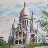 Aquarelle « Paris. Le Sacré-Coeur »  par Arno, 1960