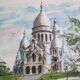 Watercolor “Paris. The Sacred Heart” by Arno, 1960
