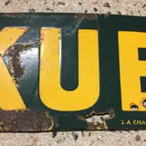 Publicité kub verte et jaune sur plaque émaillée