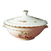 Soupière vintage, porcelaine Vitriam France, Phoenix sur une branche fleuri