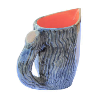 Ceramic pitcher imitation vintage wood Vallauris by grandjean jourdan