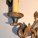 Pair of gilded bronze and green lacquer wall sconces by Maison Lucien Gau, Paris.