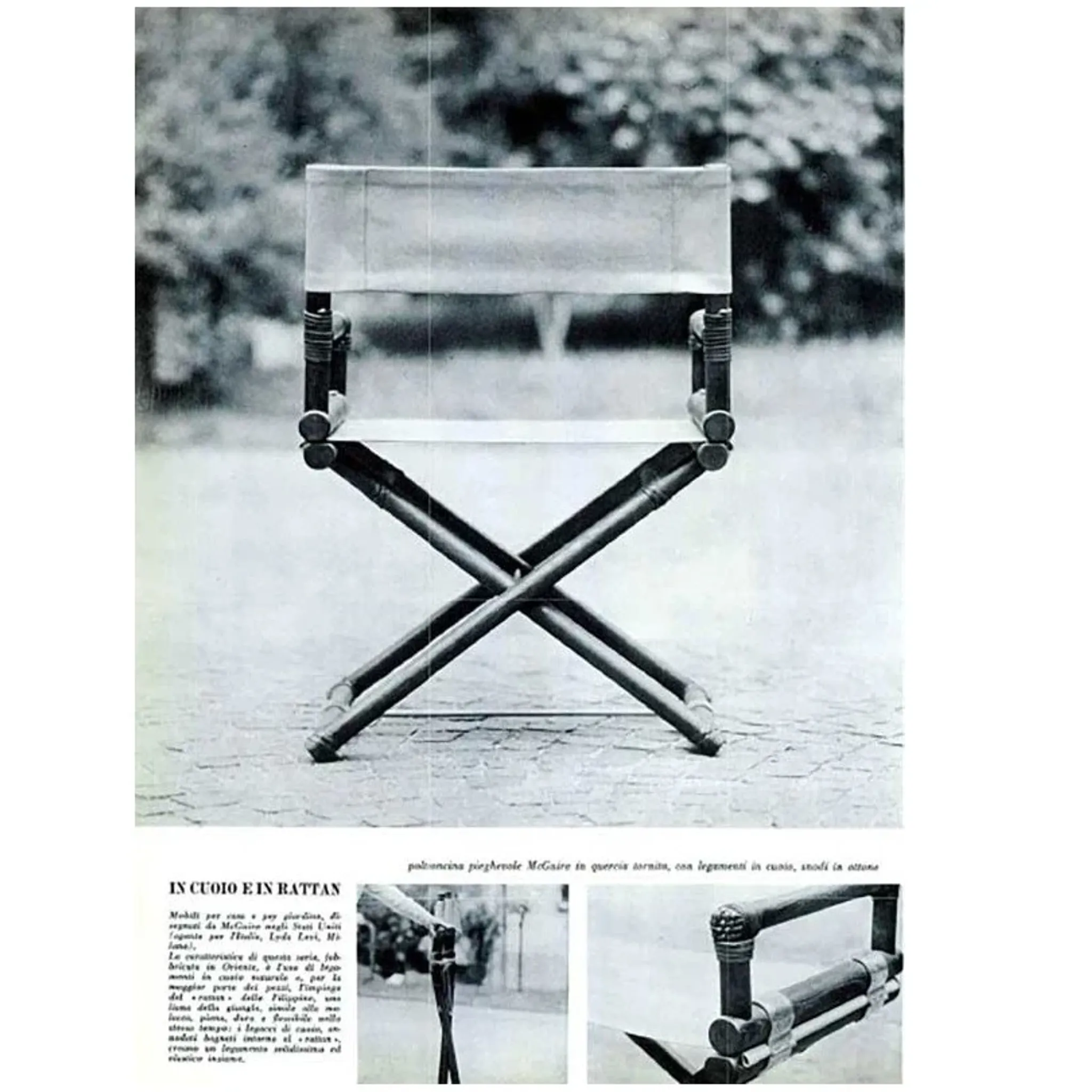 McGuire Bamboo Leather Director Chair Vintage 1950s