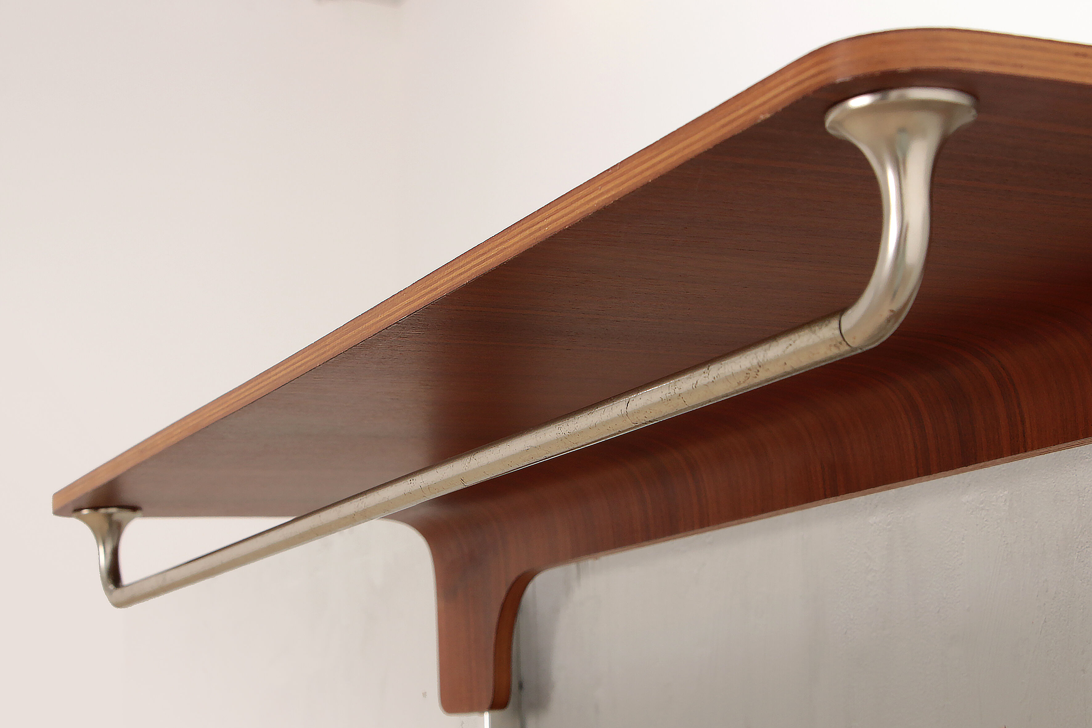 Vintage Wooden wall coat rack with hat shelf, 1960s