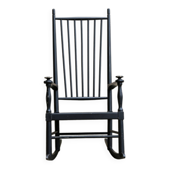 Rocking chair scandinave vintage Karl-Axel Adolfssonen/Gemla 1960 en bois laqué noir d'origine, en t