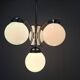 1930s Czech Art Deco Blue Opaline Glass and Chrome Four-Light Chandelier