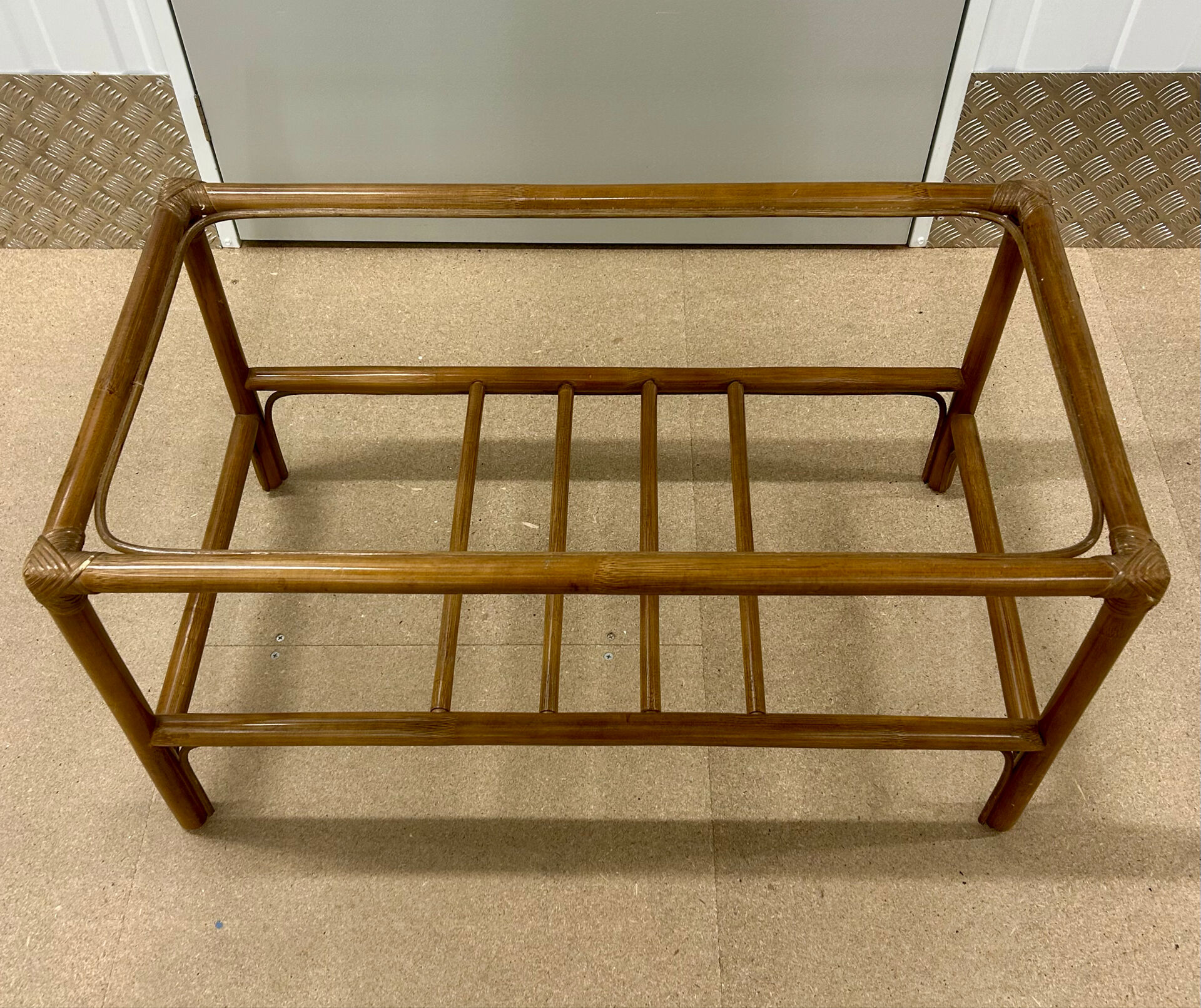 Vintage rattan coffee table (without glass) from the 1970s.