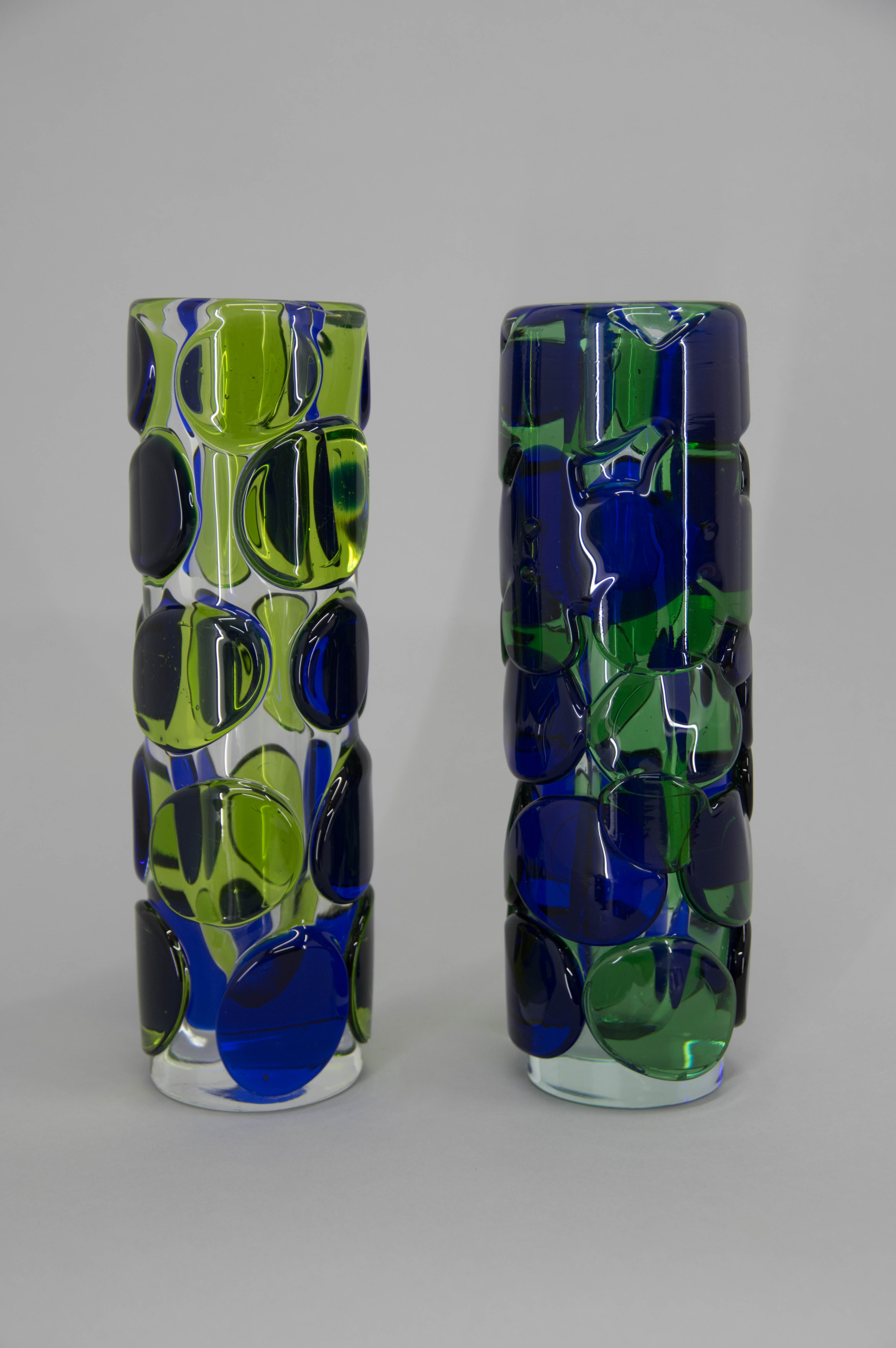 Set of Two Art Glass Vases by Jaroslav Svoboda, circa 1980