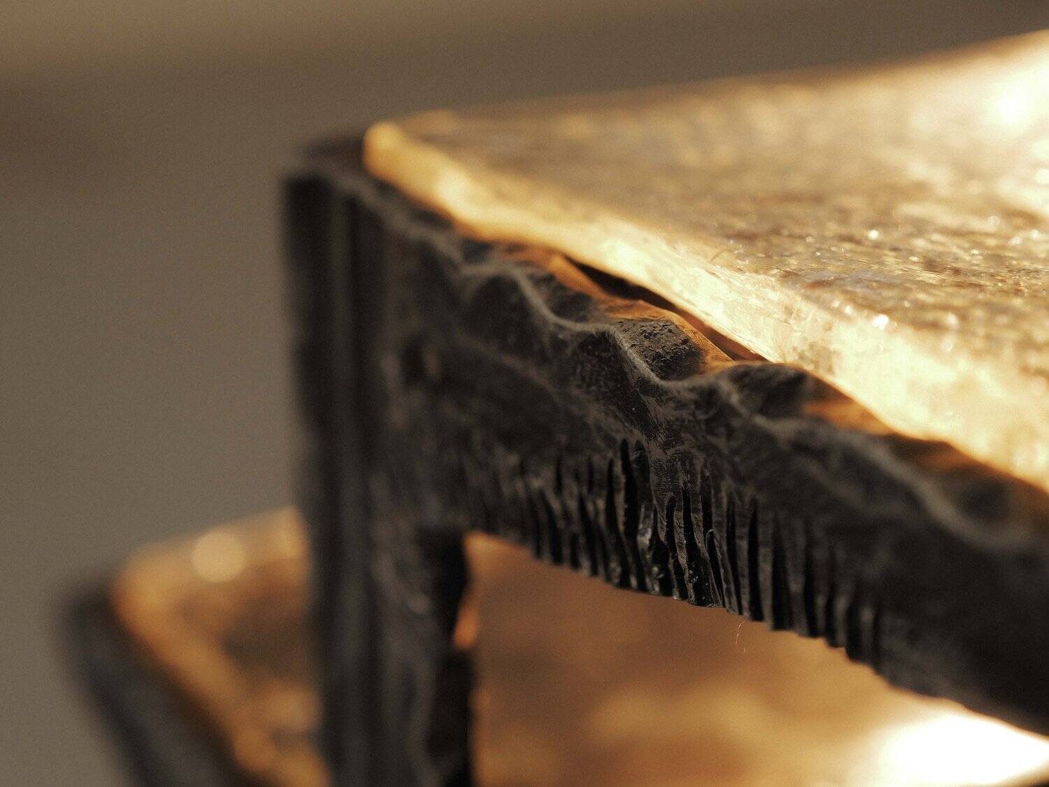 Illuminated side table in wrought iron, France, circa 1970.