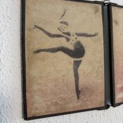 Vintage 1930 triptych mirror barber hairdresser young dancer woman - 19 x