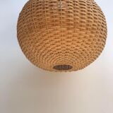 Hanging woven rattan lamp from the 1960s by Jansen Leuchten