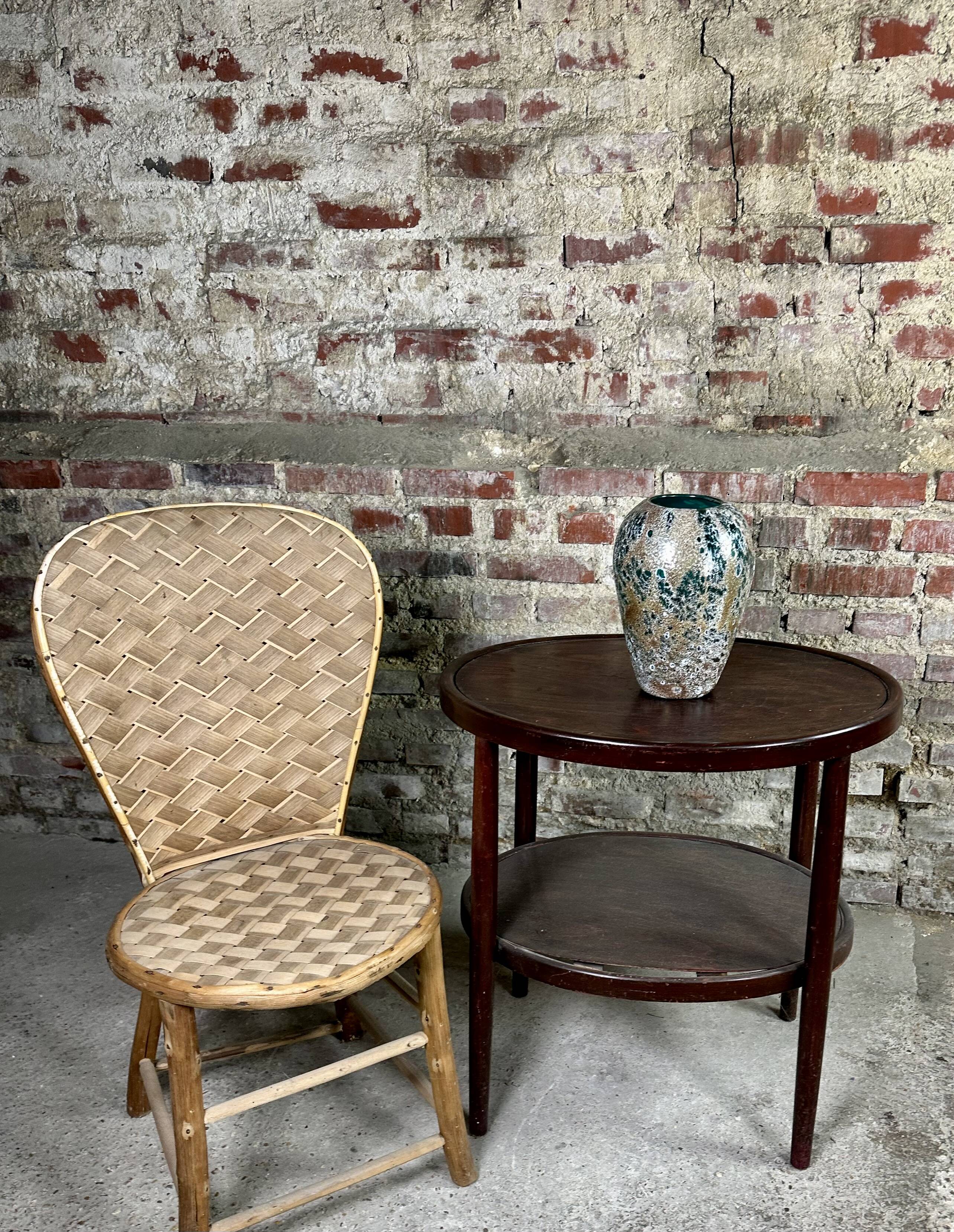 Vintage enameled blown glass vase 80'S Ht 27