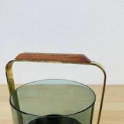 Scandinavian ice bucket in smoked glass and copper, vintage.