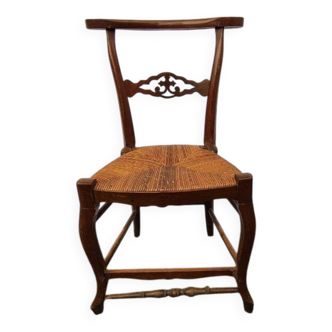 Chaise Capucine / Confidente Vintage en Bois Sculpté et Assise en P
