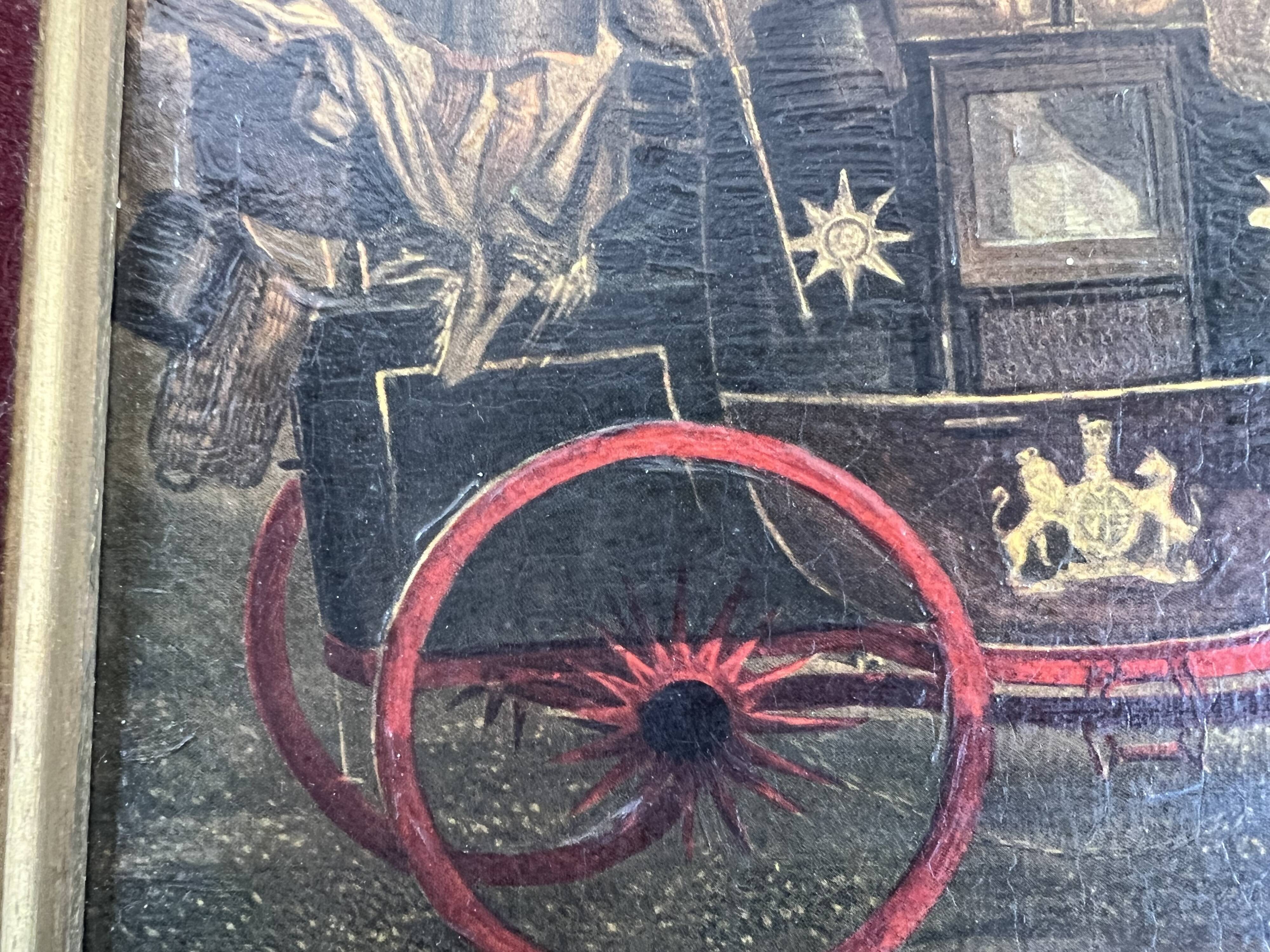 Oil painting picture of a post carriage with horses
