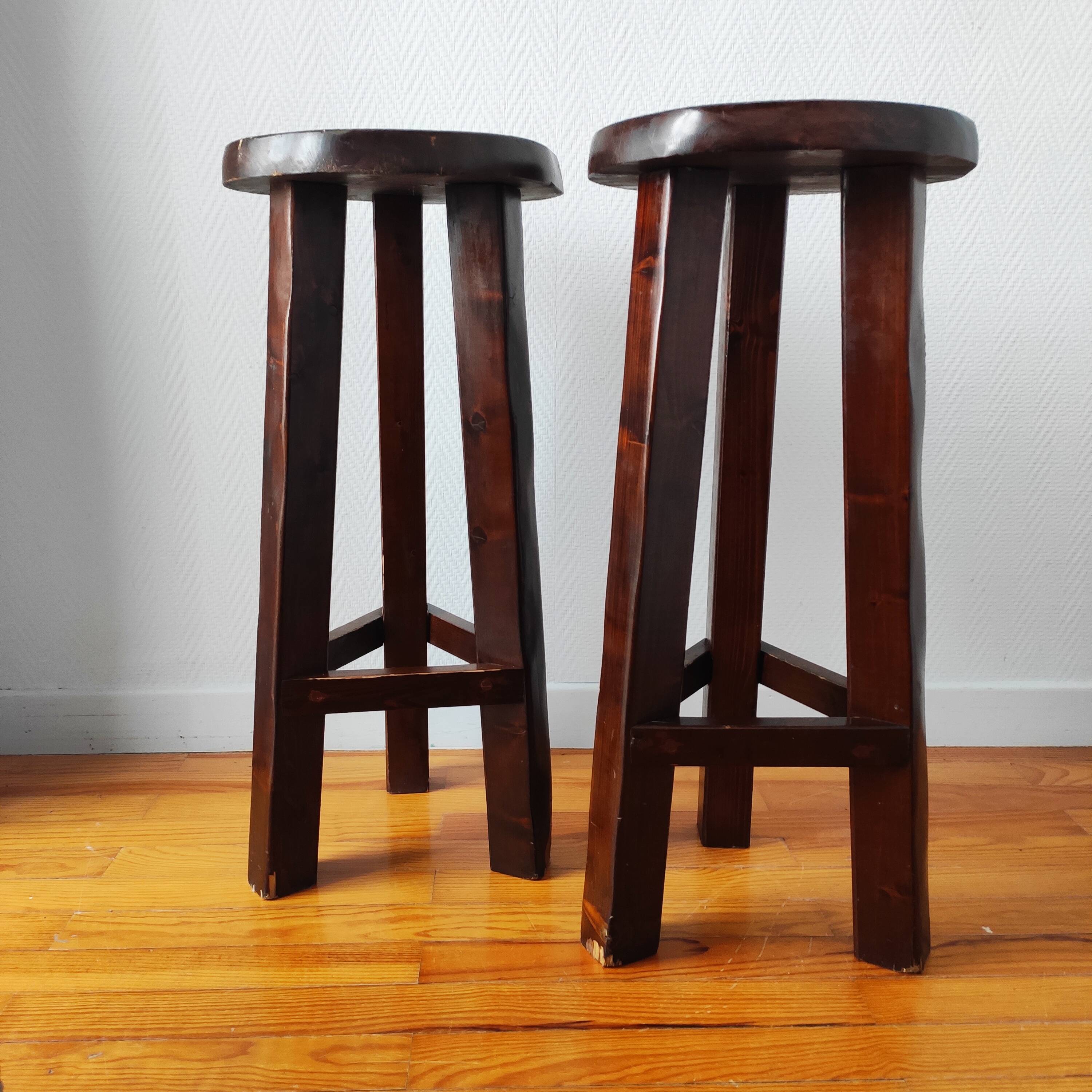 Pair of vintage brutalist bar stools