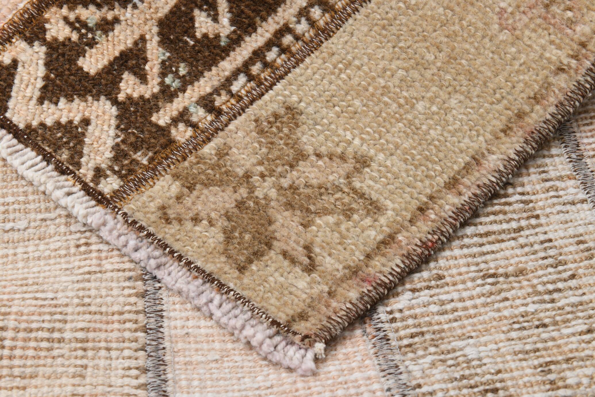 Pale Red Brown Hallway Vintage Runner Rug, 63x356Cm