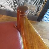 Pair of Scandinavian teak and leather armchairs