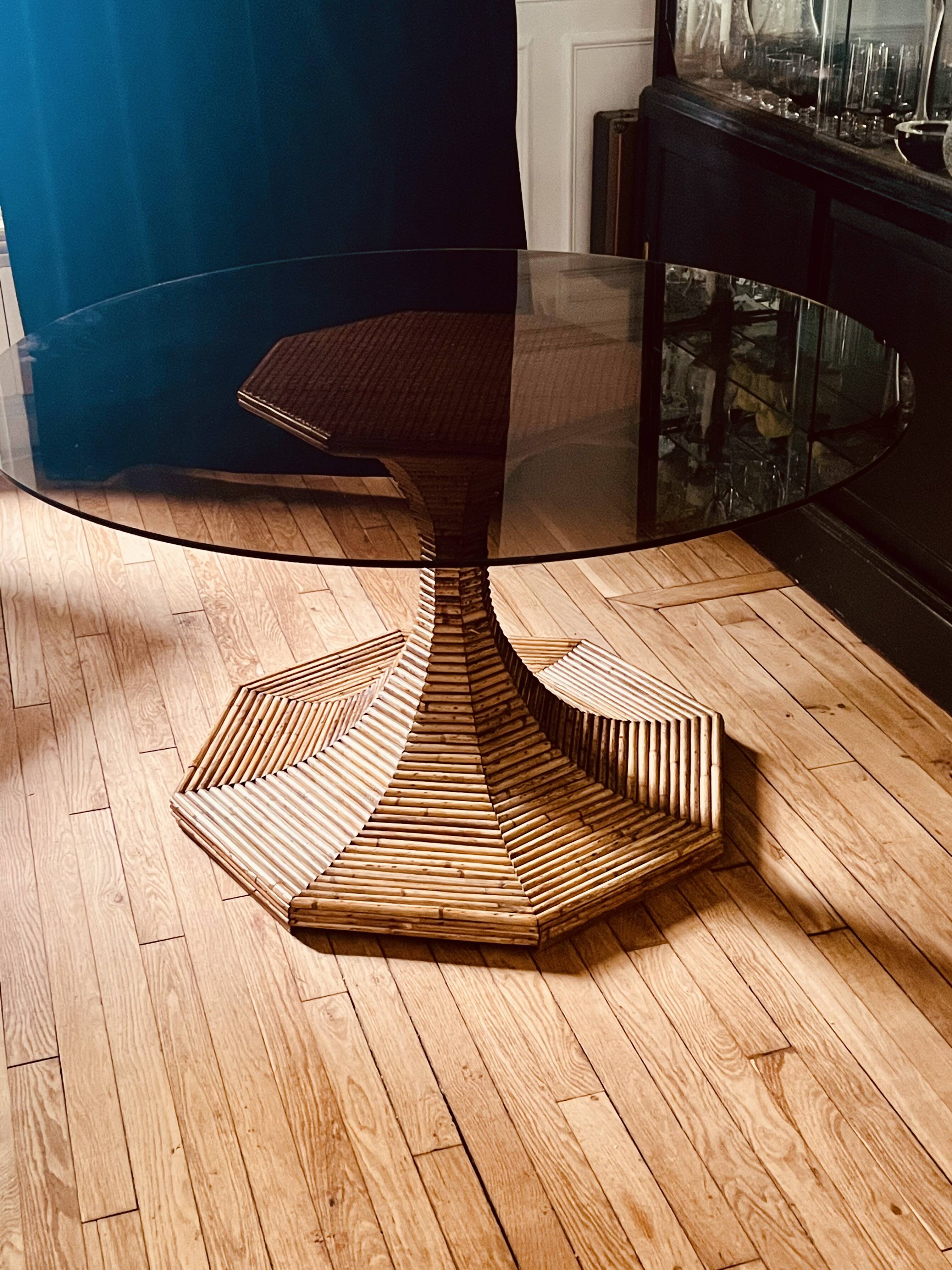 Vivai del Sud rattan bamboo table from the 70s