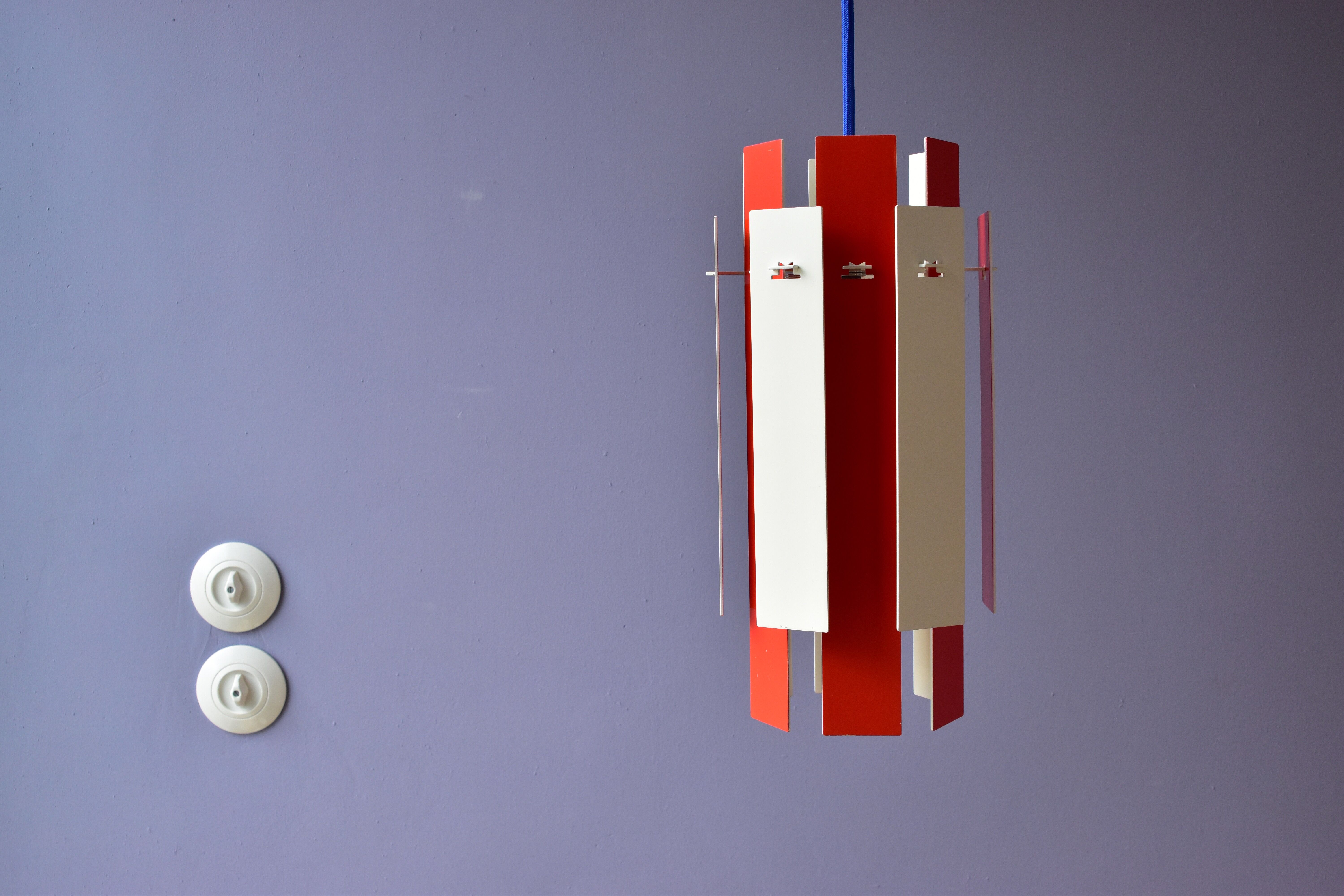 Cocktail Pendant by Henning Rehhof for Fog & Mørup in Red and White, 1970s