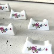 French Porcelain Knife Rests Set of 12 Floral Table Knife Holders