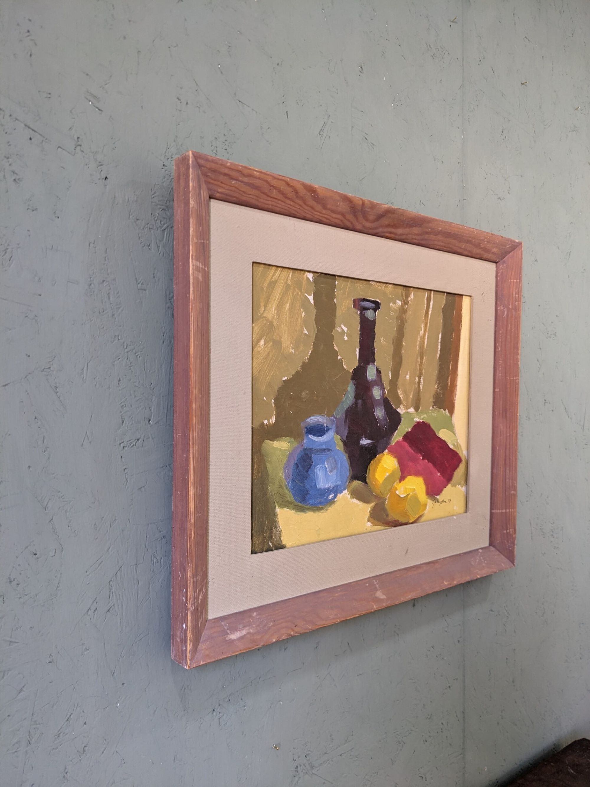 Mid-Century Modern Swedish "Lemons & Pots" Vintage Still Life Oil Painting, 1949