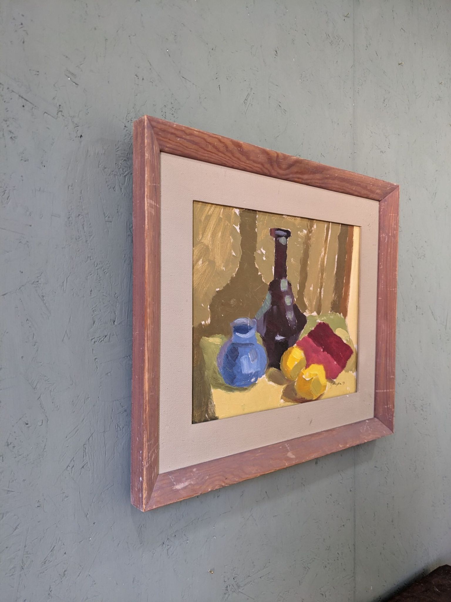 Mid-Century Modern Swedish "Lemons & Pots" Vintage Still Life Oil Painting, 1949