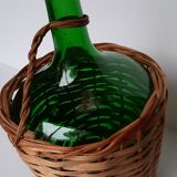Demijohn green and wicker