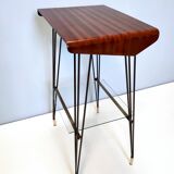 Vintage tv stand/ side table with an ebonized beech top and an iron frame, italy