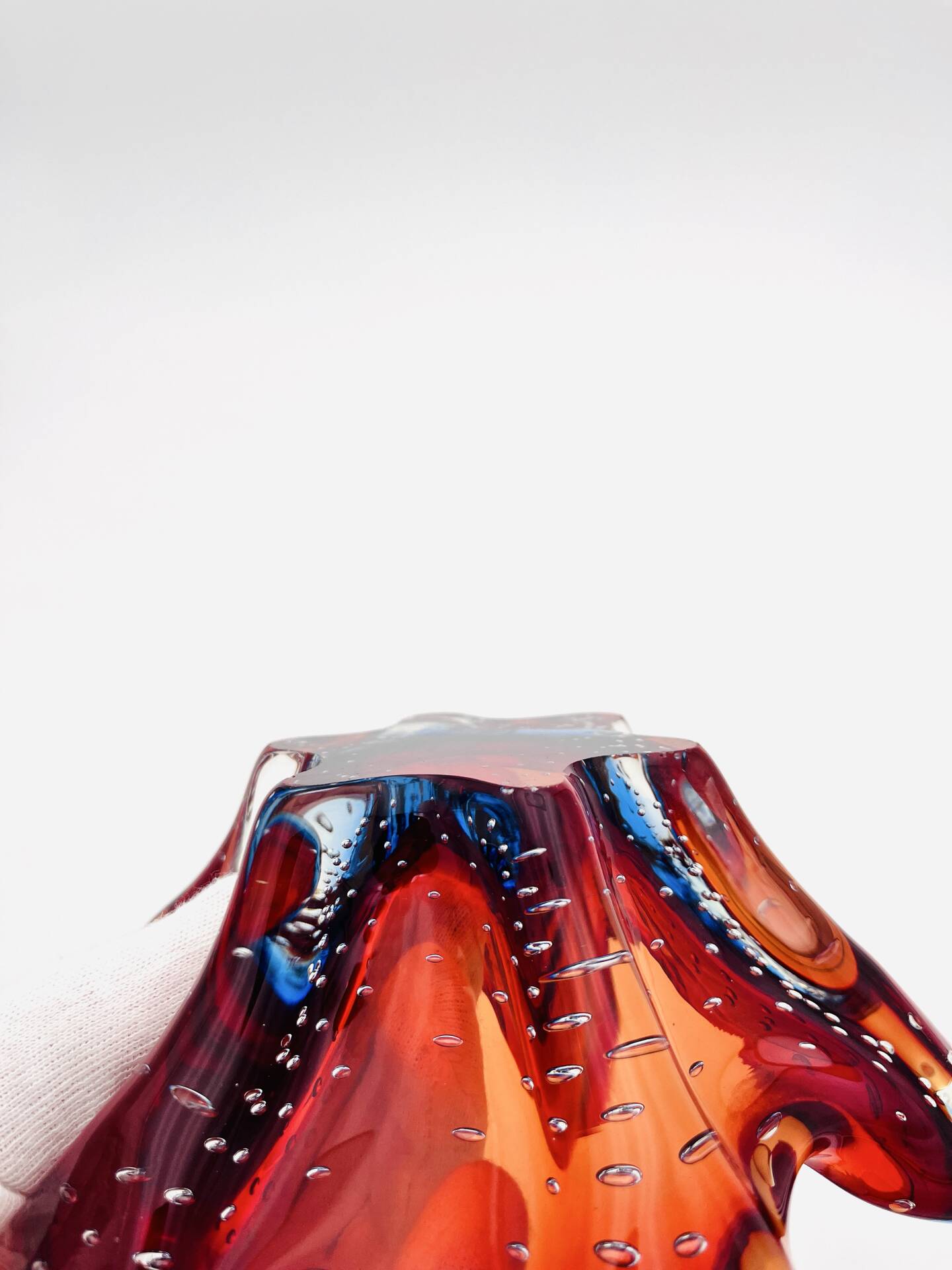 Murano Ashtray - Archimede Seguso - Bullicante - Red Blue Sommerso