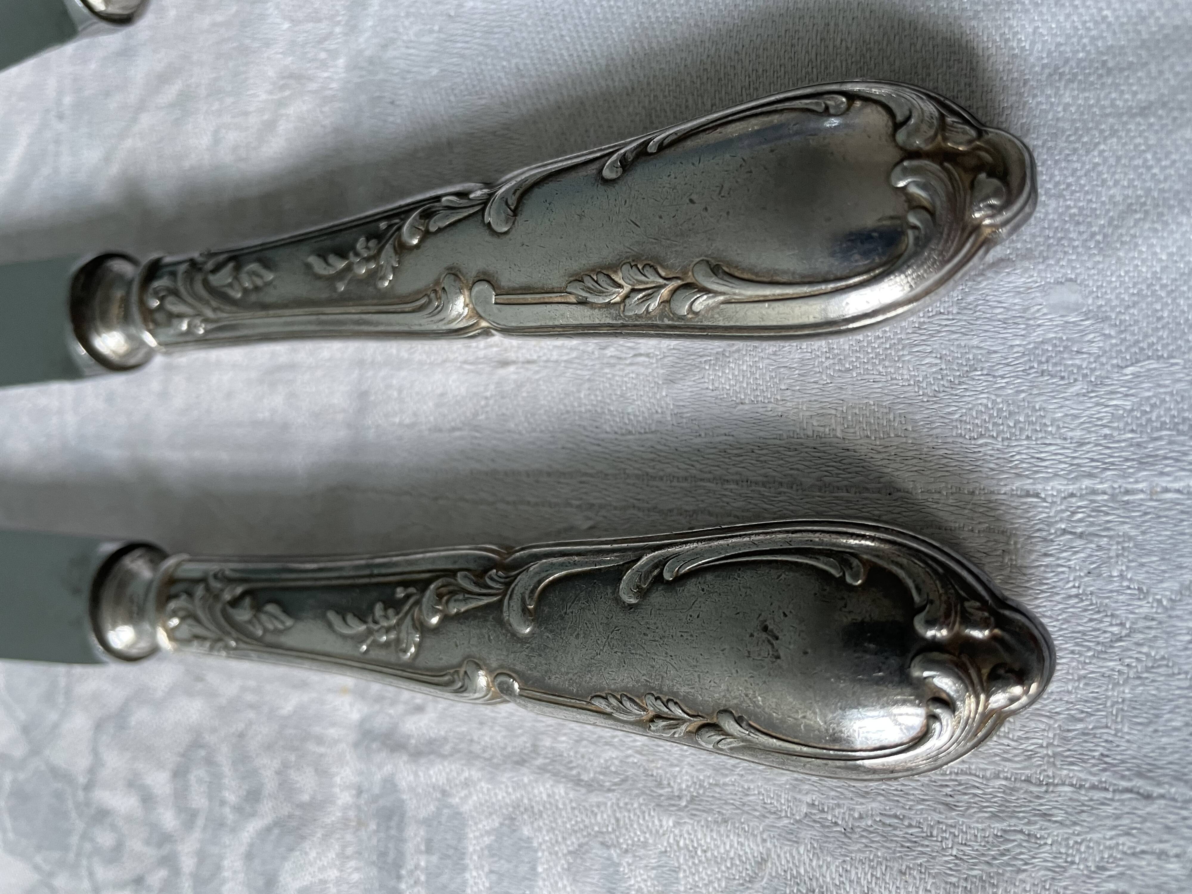 Set of 4 SFAM silver metal cheese knives