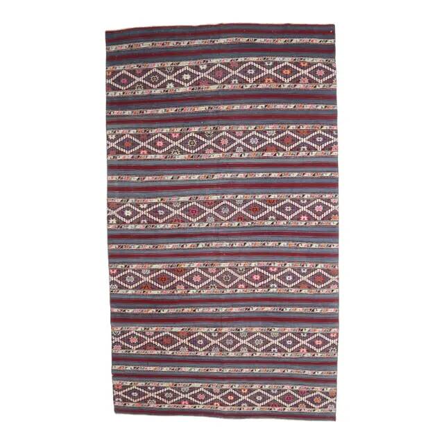 Handwoven Vintage Traditional Turkish Wool Flatweave Kilim Rug 160x280