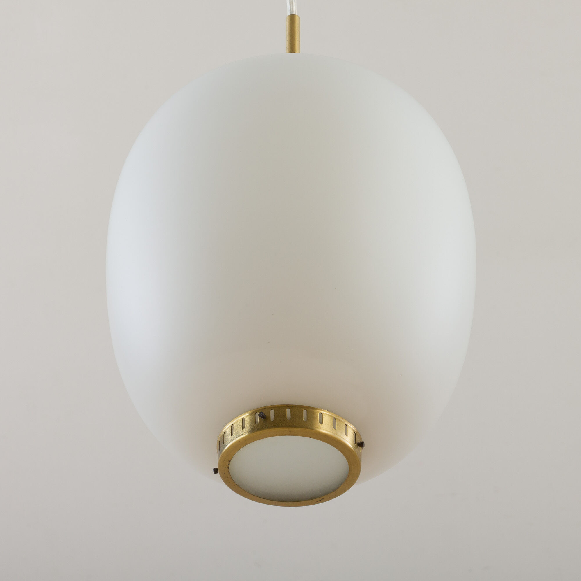 China pendant by Bent Karlby for Lyfa in opaline glass & brass, 60's