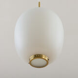 China pendant by Bent Karlby for Lyfa in opaline glass & brass, 60's