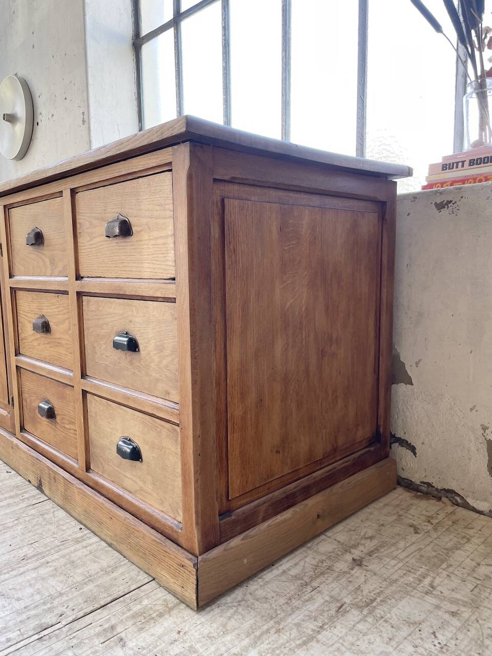 XXL solid oak counter sideboard