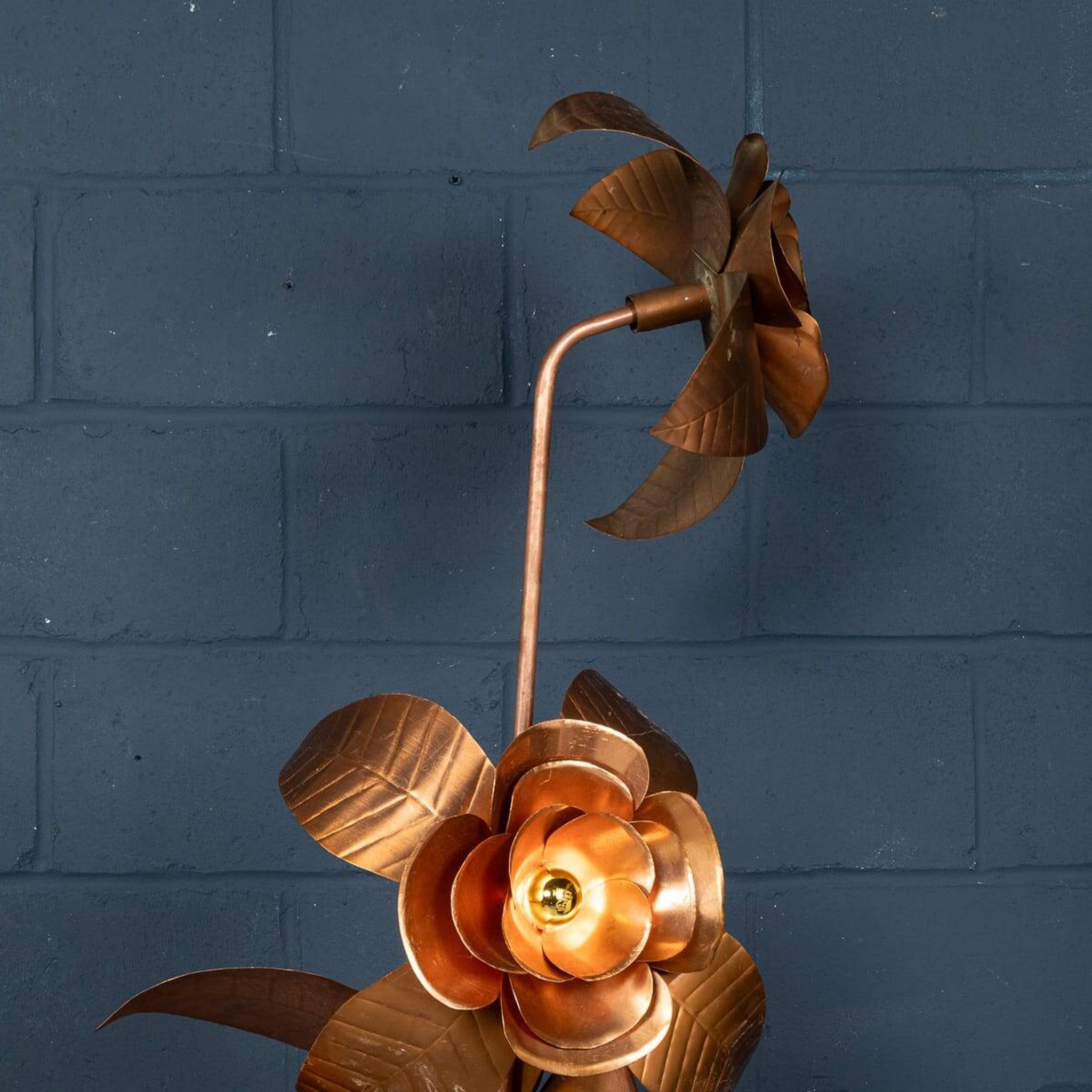 Vintage 20thc italian brass floral floor lamp c.1970