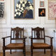 Paire de fauteuils rustiques bois et paille 