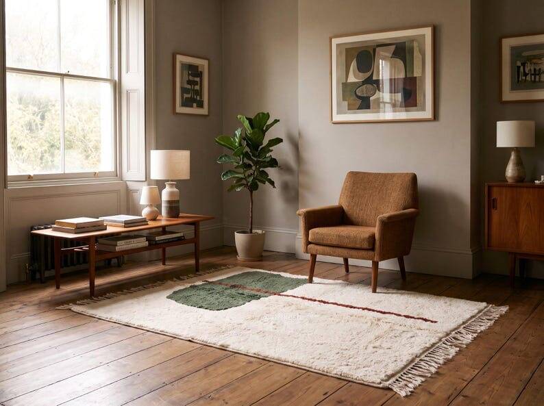 Handmade traditional authentic pure wool rug 2/3 m