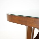 1930s Restored Coffee Table in Walnut with Glass Top,Czechoslovakia