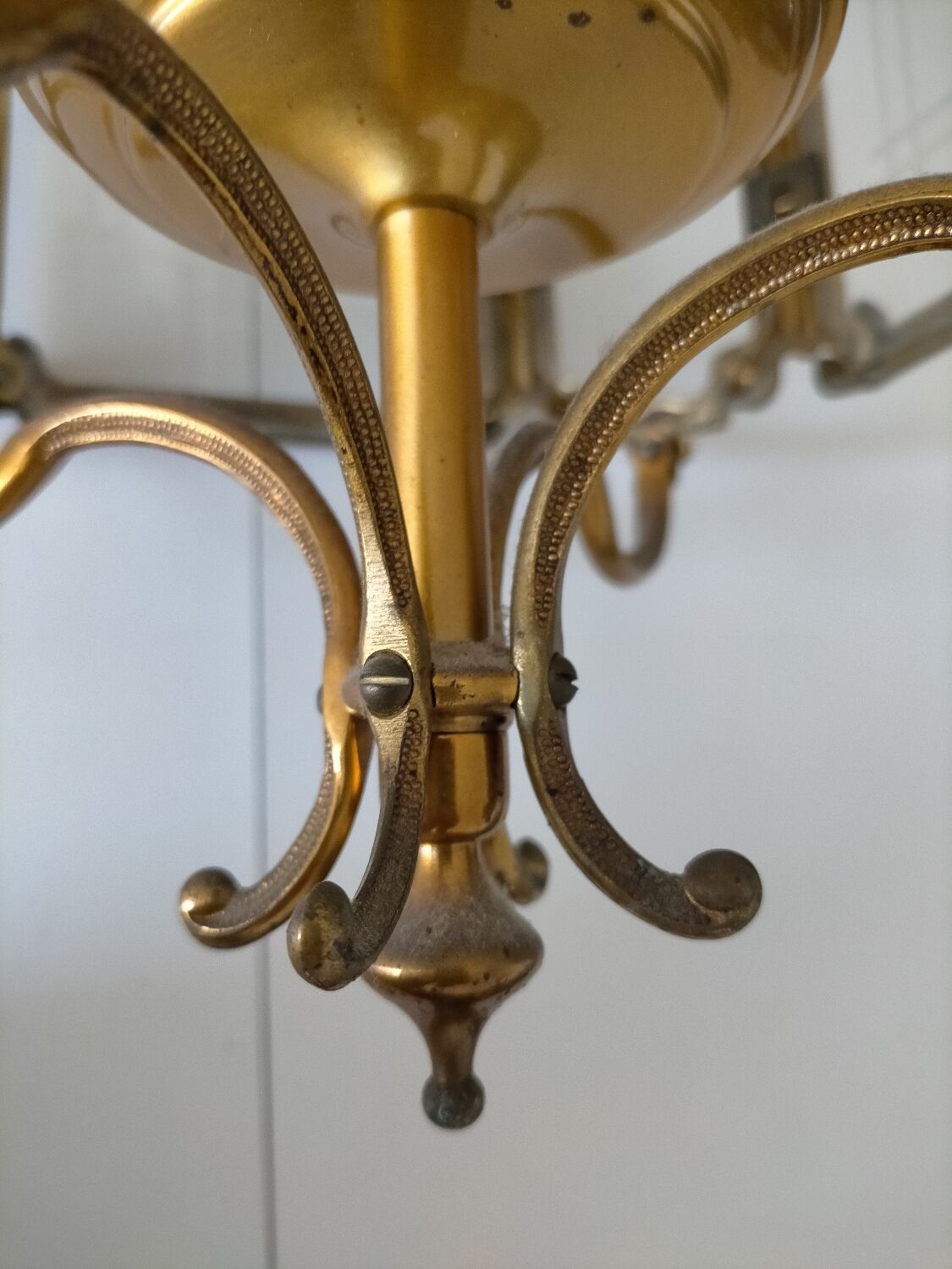 Hexagonal carved glass metal lantern in very good condition