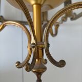 Hexagonal carved glass metal lantern in very good condition